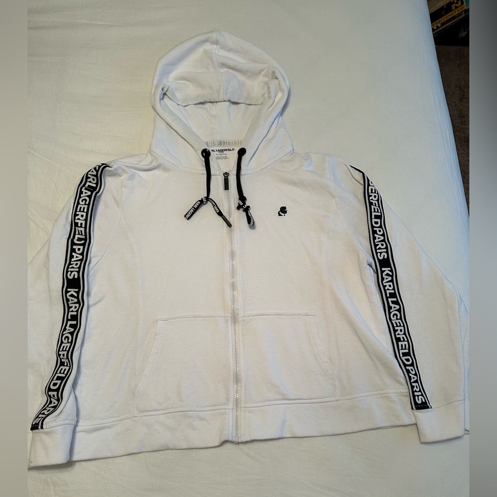 Karl Lagerfeld White Hoodie with Black Accents